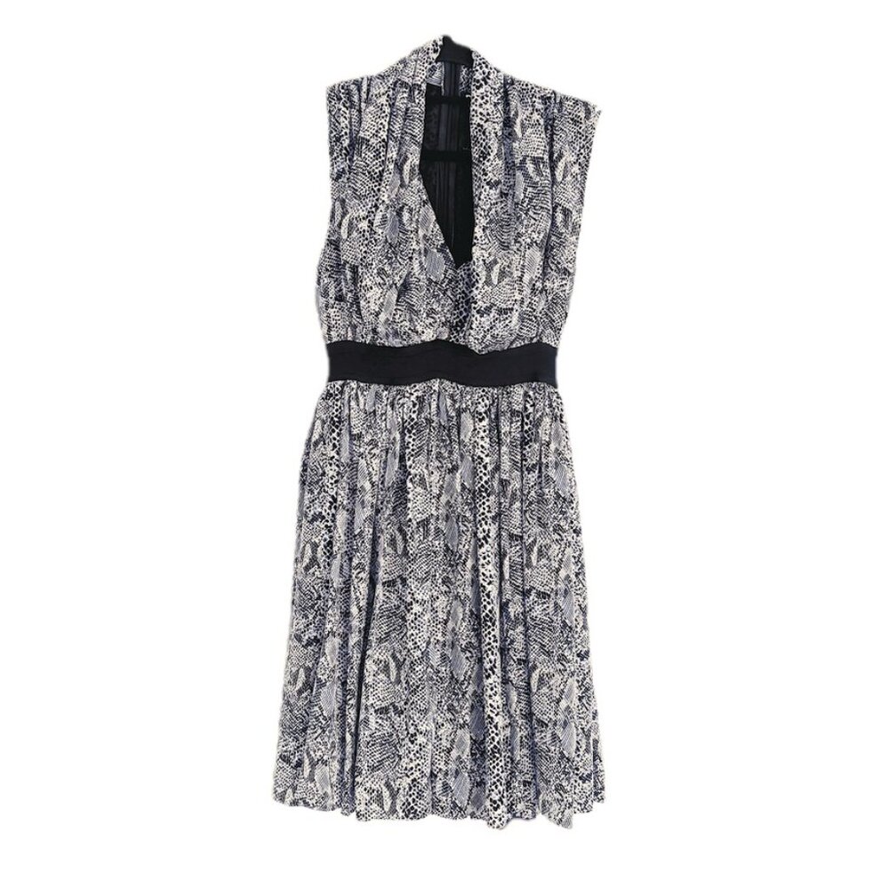 D&G Dolce & Gabbana Flowy Python Print Chiffon Dress V-Neck Sleeveless Sz XS